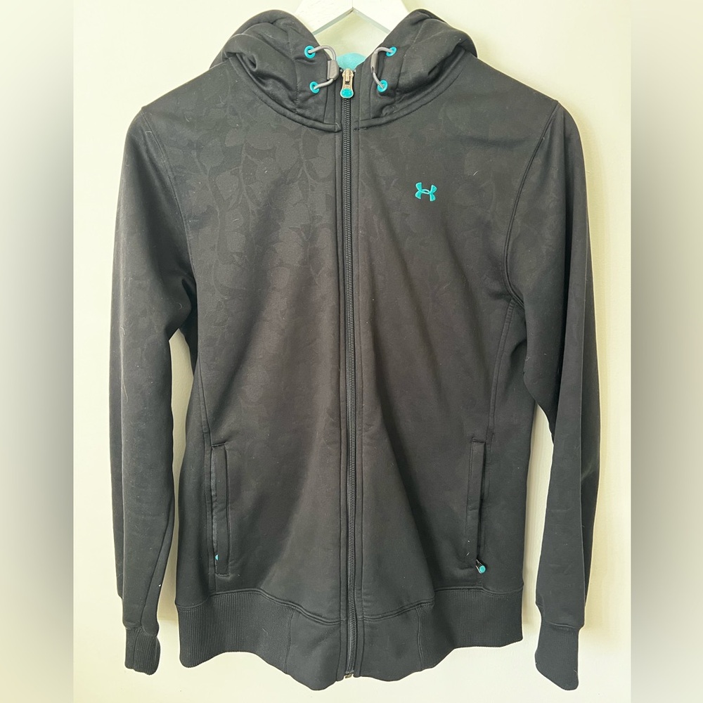 Under Armour Black and turquoise fleece zip up hoodie size medium
